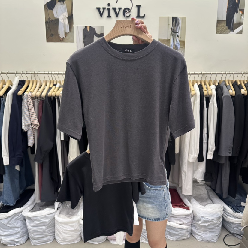 VIVEL韓國直郵女裝新品休閑人氣職業熱賣推薦T恤修身短款VIVELT恤圖色3