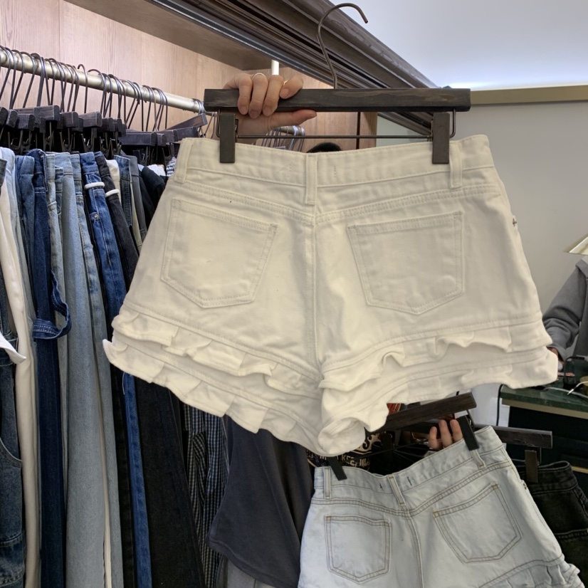 VIRKIN韓國直郵女裝新品職業推薦時尚休閑熱賣短褲荷葉邊VIRKIN短褲