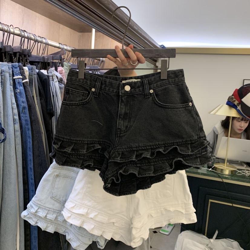 VIRKIN韓國直郵女裝新品職業推薦時尚休閑熱賣短褲荷葉邊VIRKIN短褲圖色2