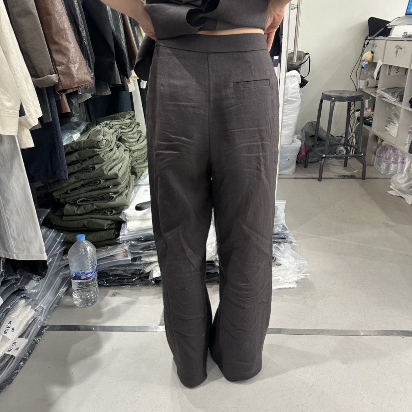 DIARRA韓國東大門直郵女裝新款休閑職業26春夏休閑褲褶裥亞麻DIARRA休閑褲