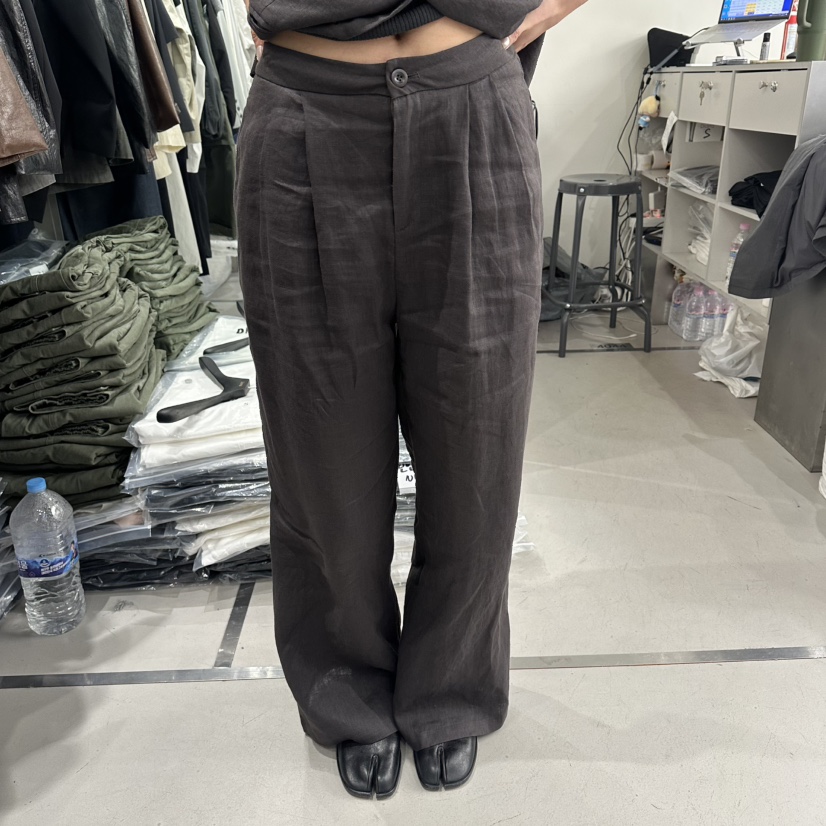 DIARRA韓國東大門直郵女裝新款休閑職業26春夏休閑褲褶裥亞麻DIARRA休閑褲圖色1