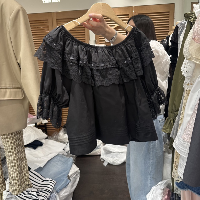 TRES BIEN韓國東大門代購女士新款熱賣推薦襯衫蕾絲衫褶裥TRES BIEN襯衫/蕾絲衫