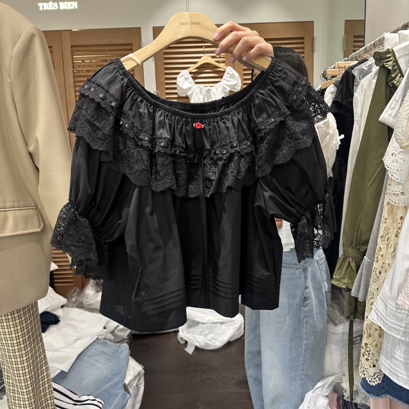 TRES BIEN韓國東大門代購女士新款熱賣推薦襯衫蕾絲衫褶裥TRES BIEN襯衫/蕾絲衫圖色2