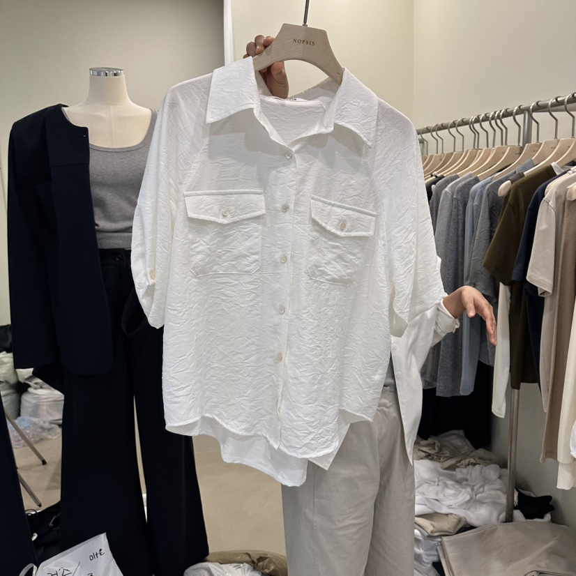 NOPSIS韓國東大門直郵女裝新品26春夏職業推薦襯衫蕾絲衫NOPSIS襯衫/蕾絲衫圖色1