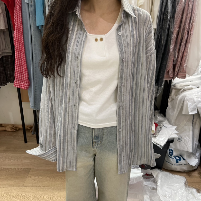 SPAGHETTI韓國東大門代購女裝新款推薦熱賣襯衫蕾絲衫亞麻布spaghetti襯衫/蕾絲衫圖色2