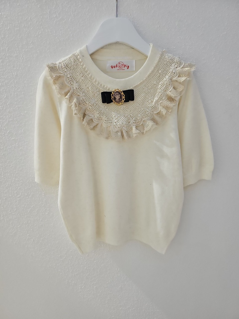 REDPIG韓國直郵實拍女裝新款推薦熱賣26春夏針織衫U領蕾絲Red Pig針織衫圖色4