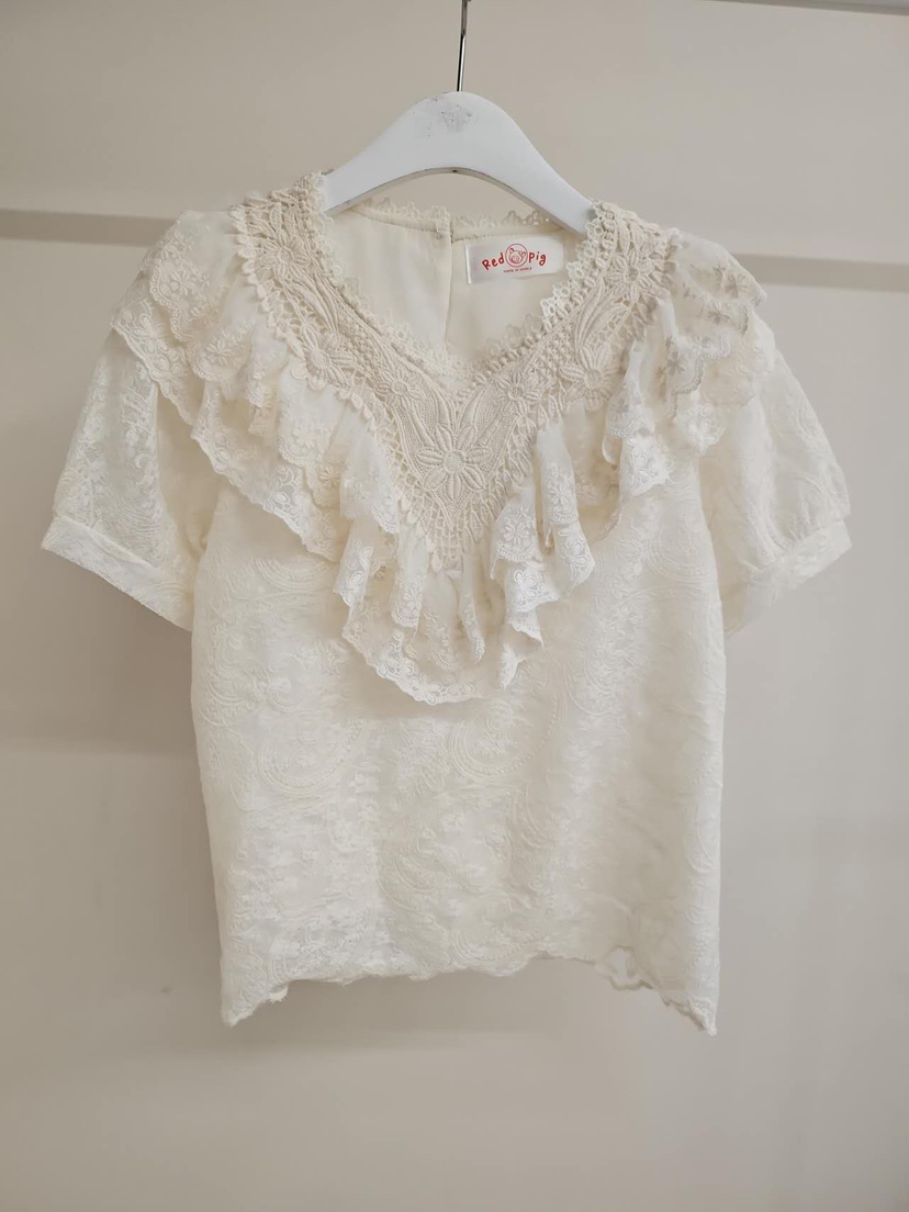 REDPIG韓國直郵女裝新品人氣26春夏推薦休閑襯衫蕾絲衫刺繡Red Pig襯衫/蕾絲衫圖色2