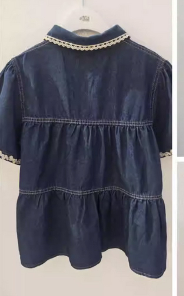 REDPIG韓國代購女裝新款26春夏職業休閑人氣襯衫蕾絲衫刺繡Red Pig襯衫/蕾絲衫