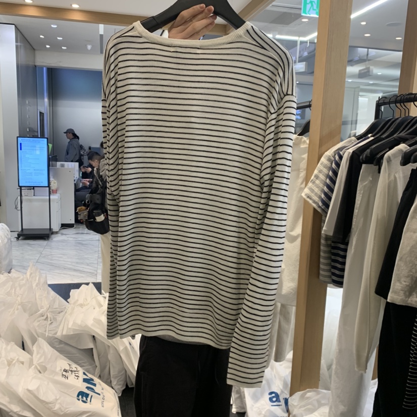 OBJECT韓國東大門代購女士新品熱賣職業休閑26春夏長袖T恤條紋OBJECT長袖T恤