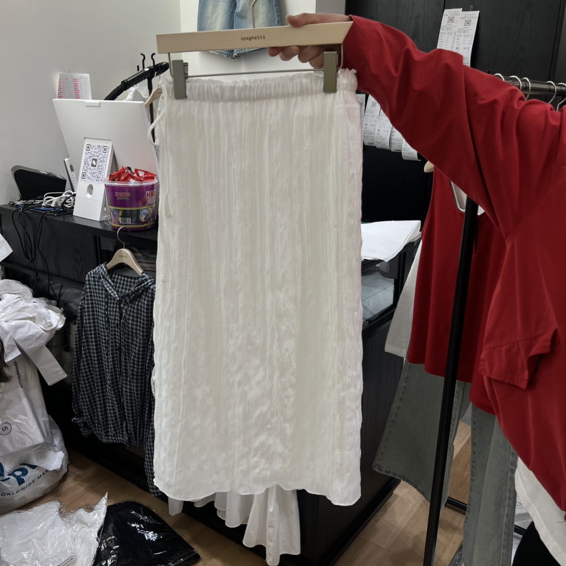 SPAGHETTI韓國東大門直郵女裝新品熱賣26春夏半身裙中短裙褶皺spaghetti半身裙/中短裙圖色1