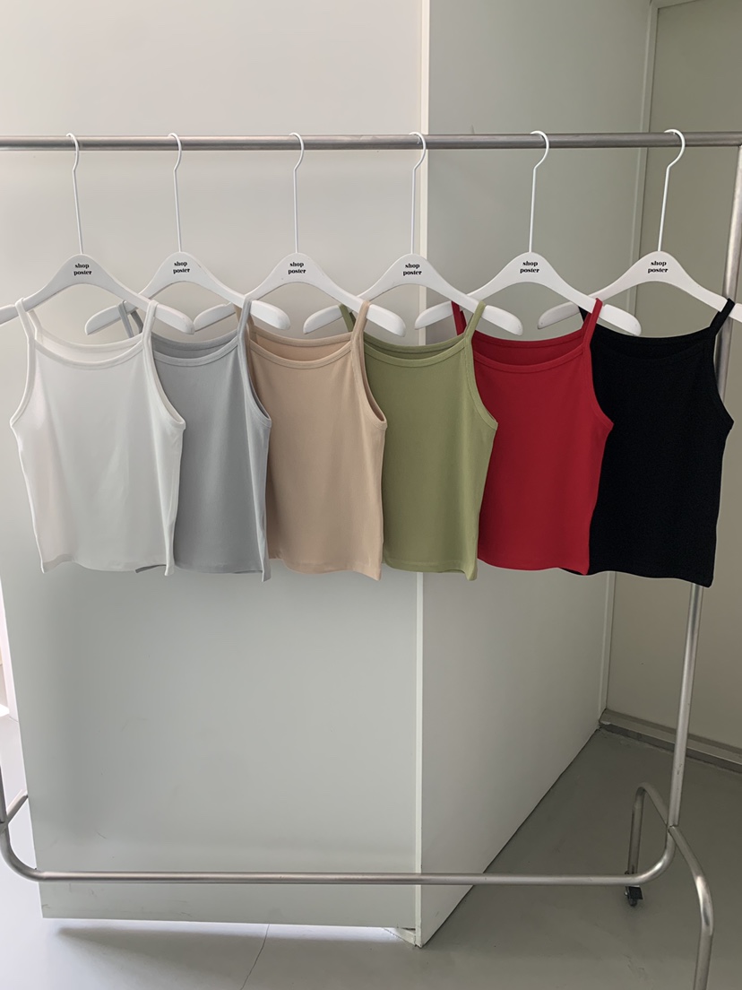 SHOP POSTER韓國直郵實拍女裝新品時尚熱賣吊帶背心羅紋SHOP_POSTER吊帶/背心