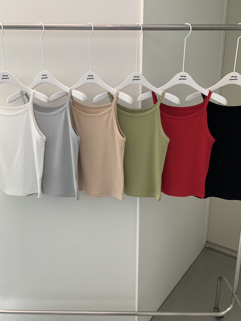 SHOP POSTER韓國直郵實拍女裝新品時尚熱賣吊帶背心羅紋SHOP_POSTER吊帶/背心