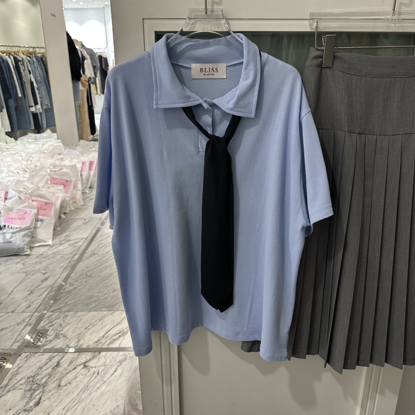 BLISS韓國直郵女士新款人氣26春夏推薦時尚襯衫蕾絲衫含領帶BLISS襯衫/蕾絲衫圖色3