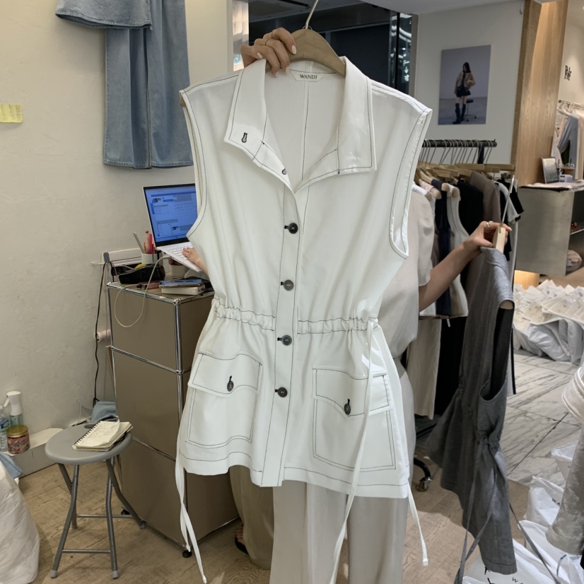 W AND J韓國直郵實拍女士新品休閑26春夏時尚職業熱賣馬甲W AND J馬甲圖色1