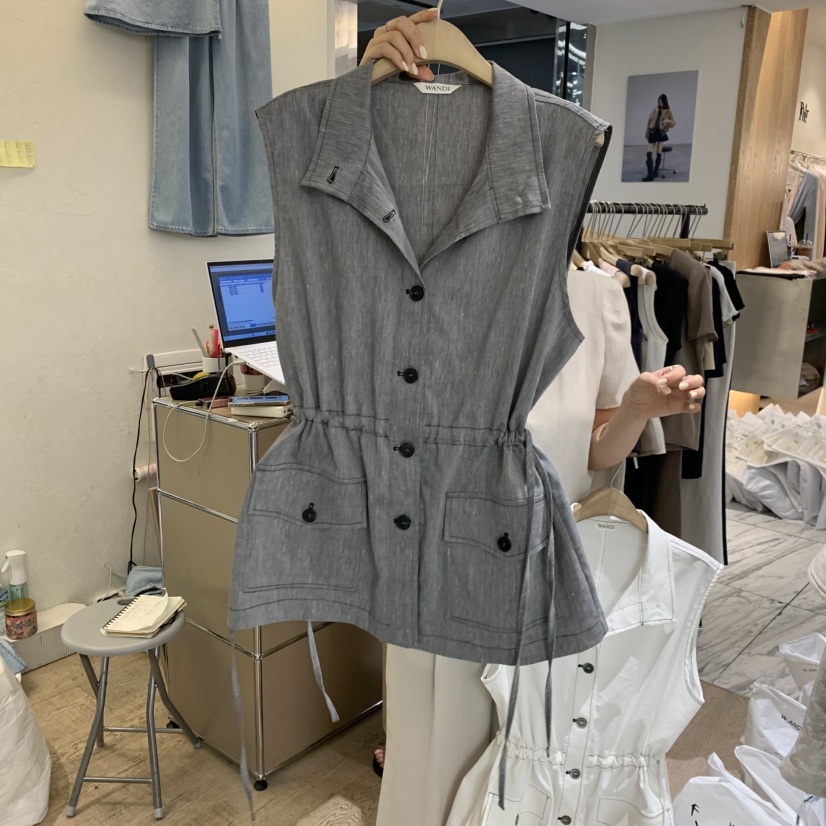 W AND J韓國直郵實拍女士新品休閑26春夏時尚職業熱賣馬甲W AND J馬甲圖色2