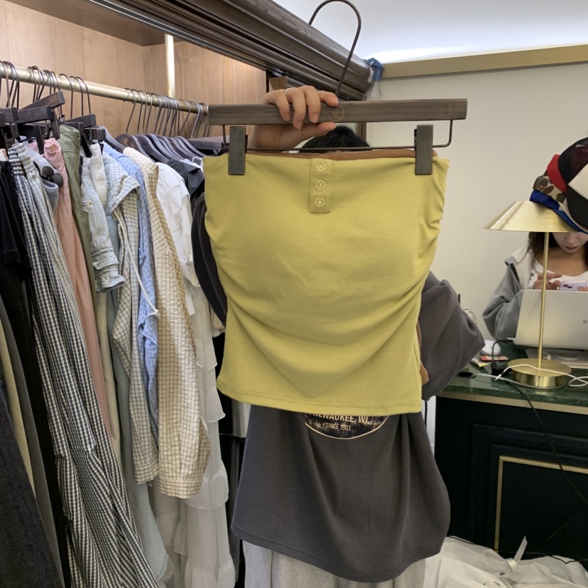 VIRKIN韓國直郵實拍女士新款推薦職業時尚人氣吊帶背心紐扣VIRKIN吊帶/背心圖色3