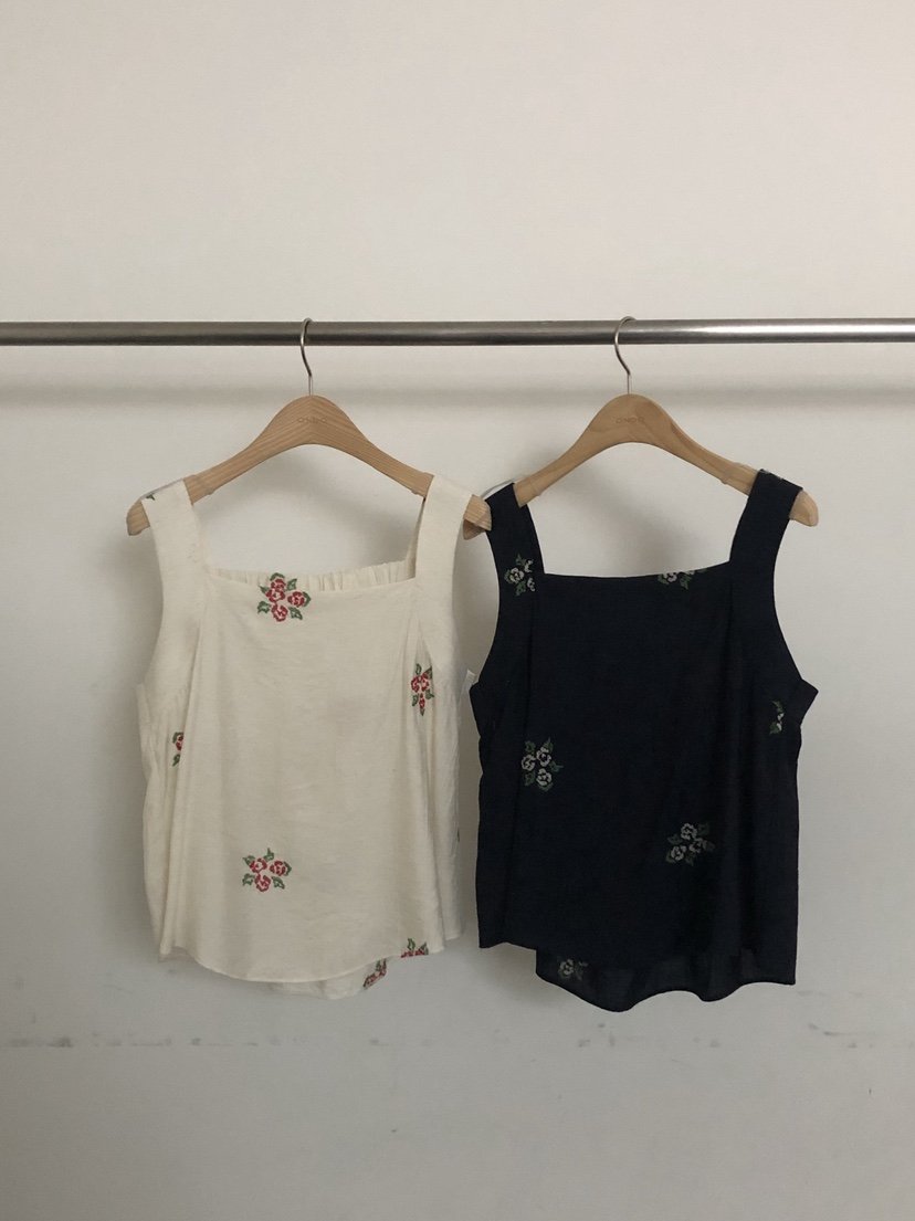 ONDO-P韓國直郵實拍女裝新款推薦休閑熱賣時尚吊帶背心刺繡ONDO-P吊帶/背心