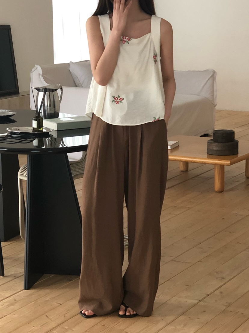 ONDO-P韓國直郵實拍女裝新款推薦休閑熱賣時尚吊帶背心刺繡ONDO-P吊帶/背心