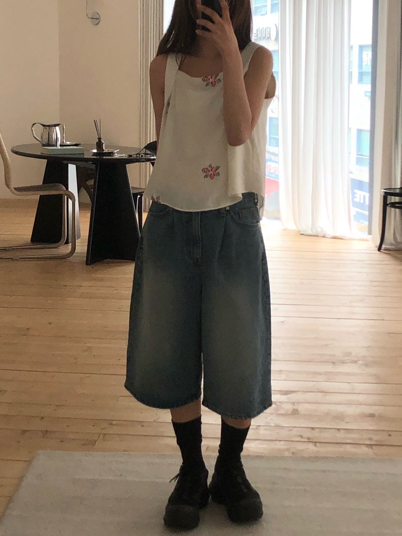 ONDO-P韓國直郵實拍女裝新款推薦休閑熱賣時尚吊帶背心刺繡ONDO-P吊帶/背心