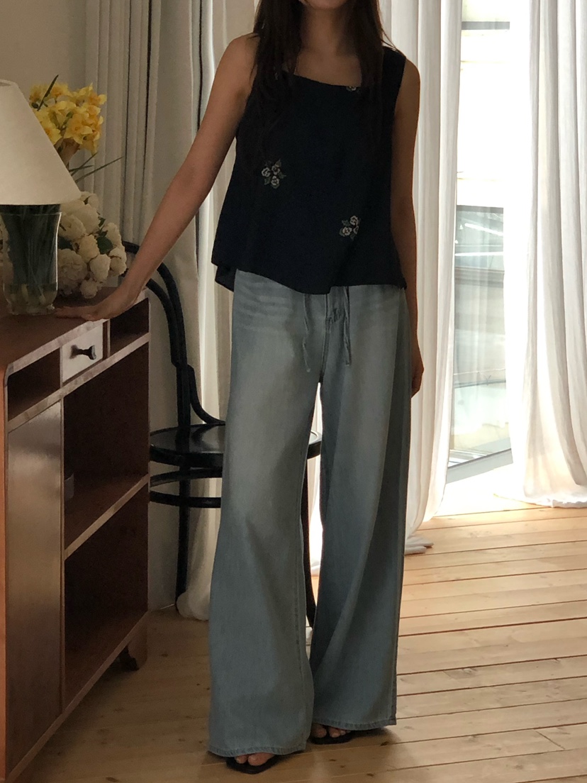 ONDO-P韓國直郵實拍女裝新款推薦休閑熱賣時尚吊帶背心刺繡ONDO-P吊帶/背心