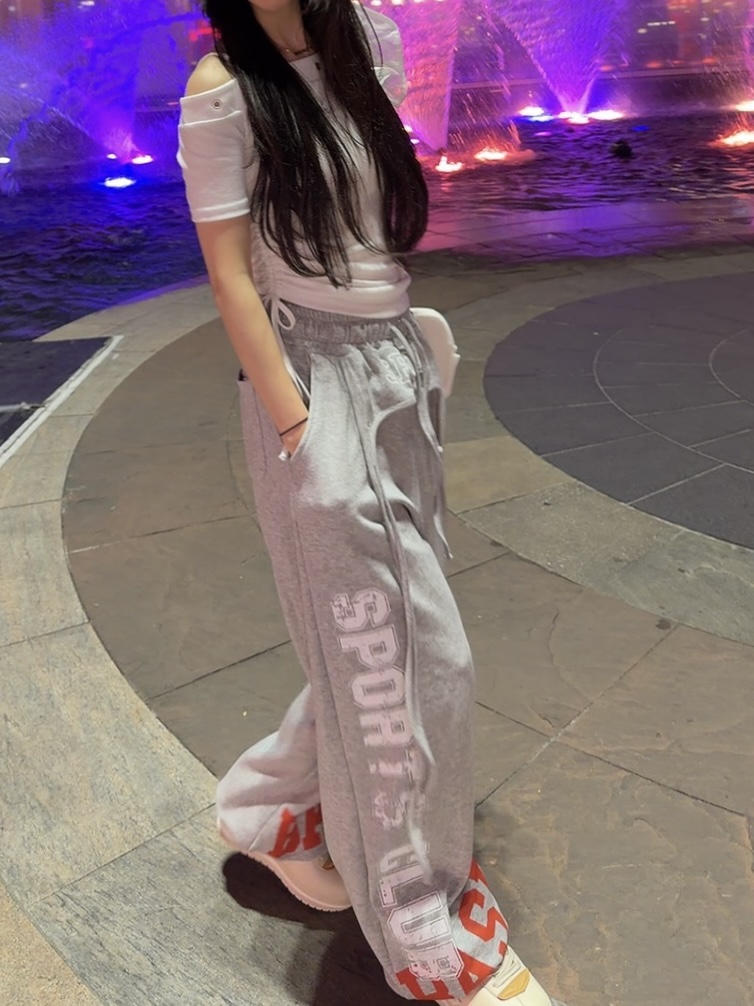 PALETTE-Q韓國直郵女裝新款人氣26春夏休閑褲闊腿褲條紋PALETTE-Q休閑褲