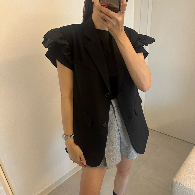 SOUIT韓國代購女裝新品推薦人氣休閑熱賣26春夏馬甲荷葉邊SOUIT by mabel-L馬甲