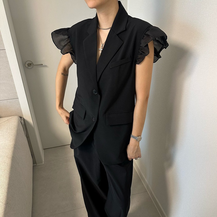 SOUIT韓國代購女裝新品推薦人氣休閑熱賣26春夏馬甲荷葉邊SOUIT by mabel-L馬甲