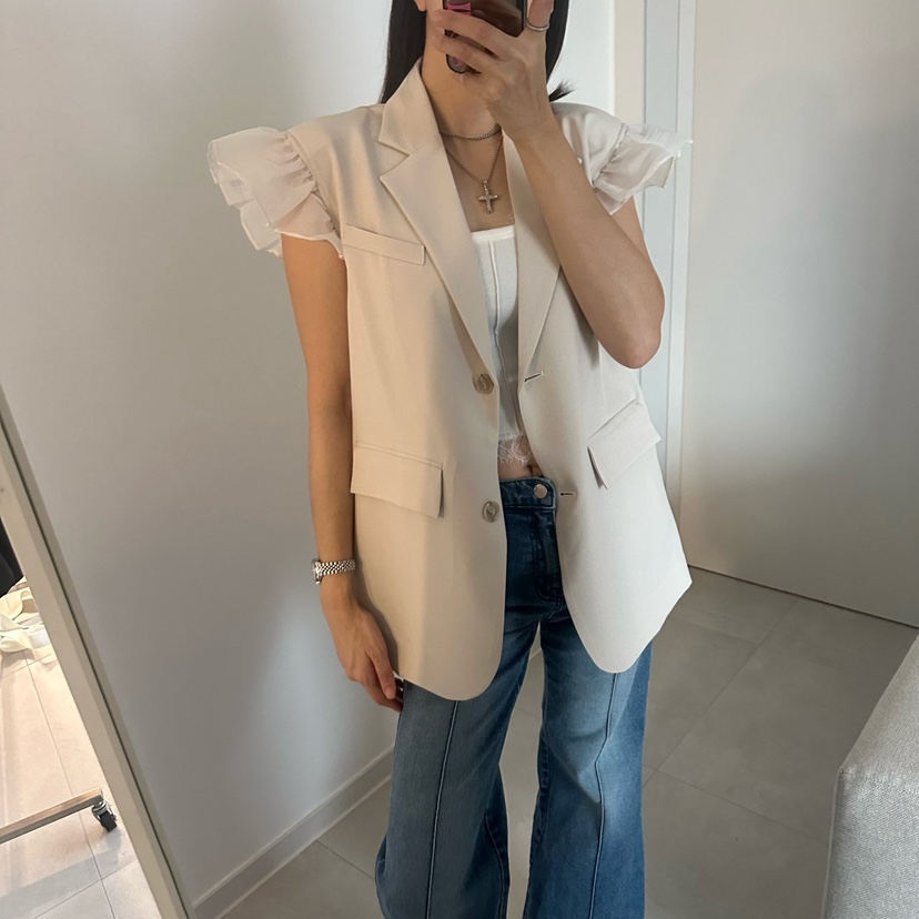 SOUIT韓國代購女裝新品推薦人氣休閑熱賣26春夏馬甲荷葉邊SOUIT by mabel-L馬甲