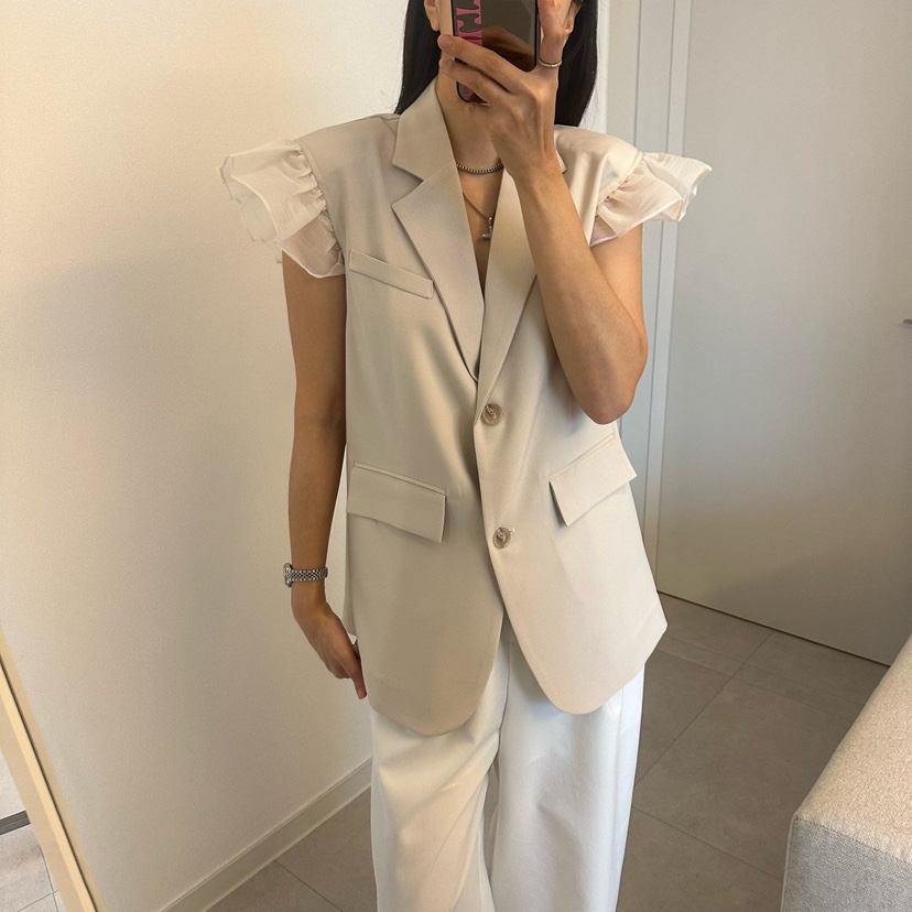 SOUIT韓國代購女裝新品推薦人氣休閑熱賣26春夏馬甲荷葉邊SOUIT by mabel-L馬甲