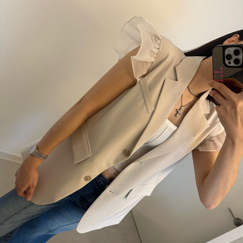 SOUIT韓國代購女裝新品推薦人氣休閑熱賣26春夏馬甲荷葉邊SOUIT by mabel-L馬甲