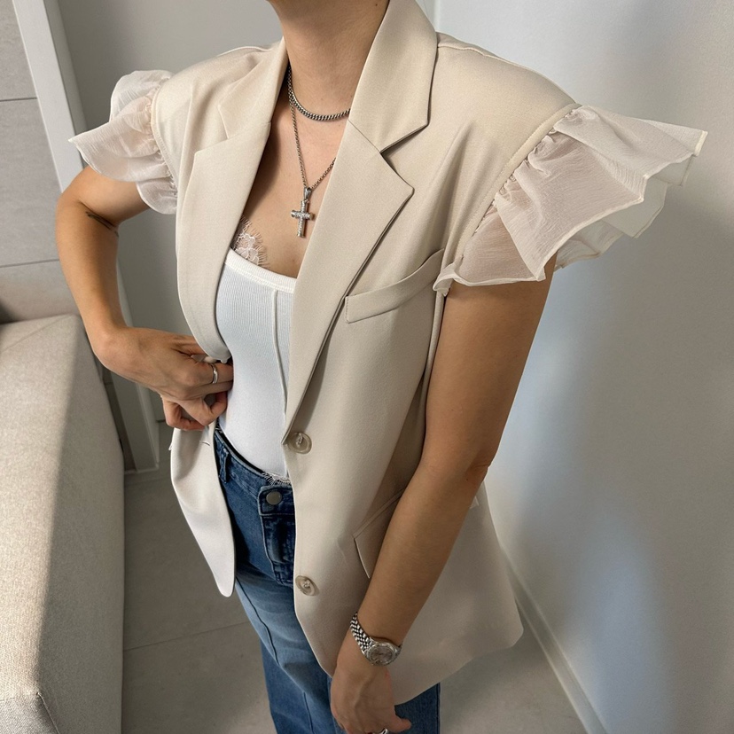 SOUIT韓國代購女裝新品推薦人氣休閑熱賣26春夏馬甲荷葉邊SOUIT by mabel-L馬甲