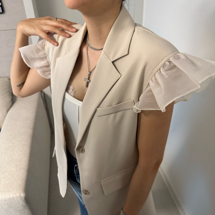 SOUIT韓國代購女裝新品推薦人氣休閑熱賣26春夏馬甲荷葉邊SOUIT by mabel-L馬甲