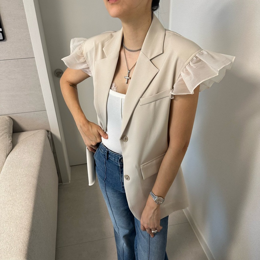 SOUIT韓國代購女裝新品推薦人氣休閑熱賣26春夏馬甲荷葉邊SOUIT by mabel-L馬甲