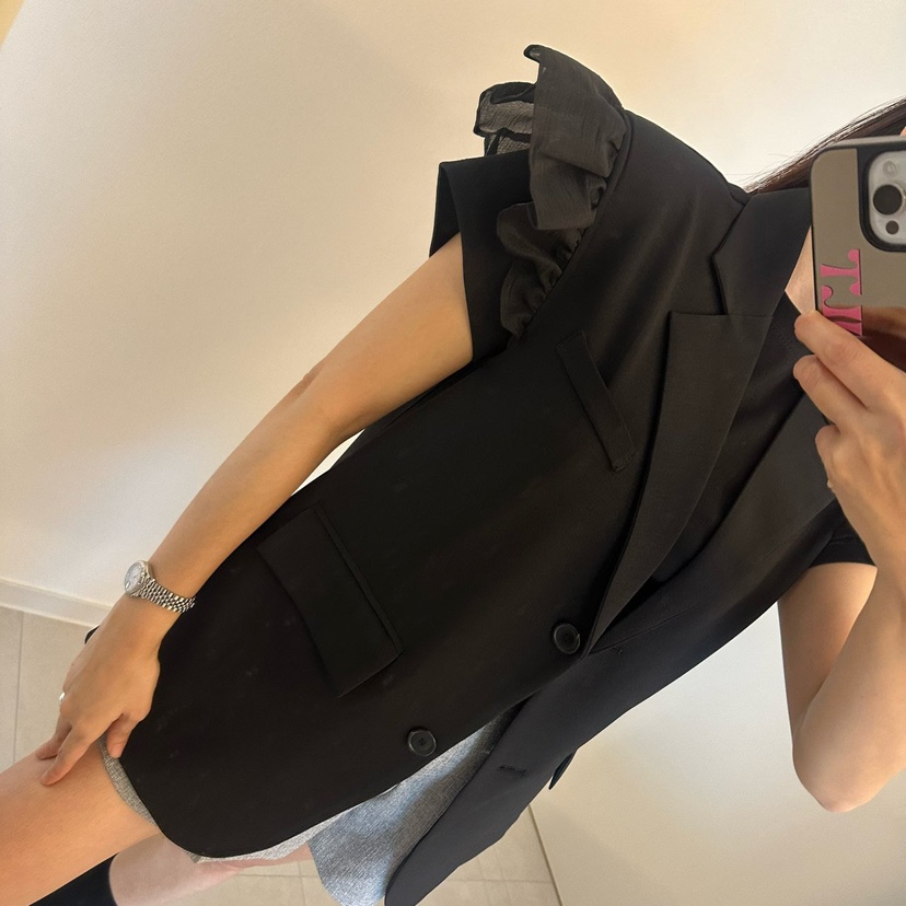 SOUIT韓國代購女裝新品推薦人氣休閑熱賣26春夏馬甲荷葉邊SOUIT by mabel-L馬甲