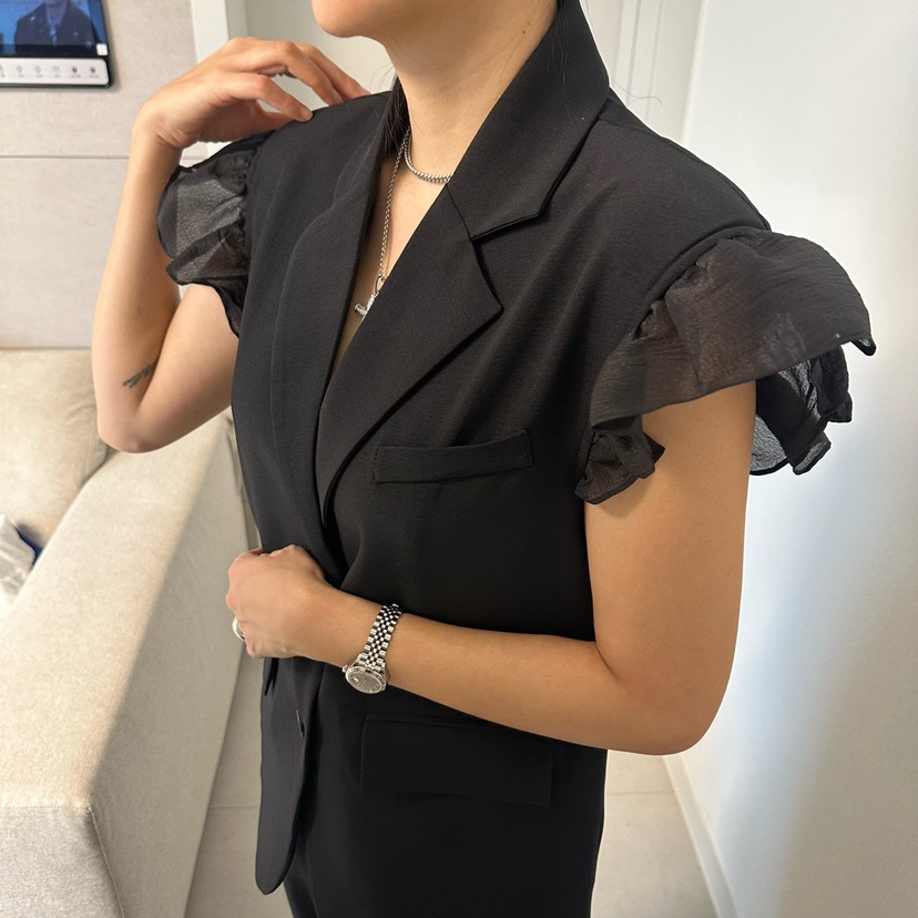 SOUIT韓國代購女裝新品推薦人氣休閑熱賣26春夏馬甲荷葉邊SOUIT by mabel-L馬甲