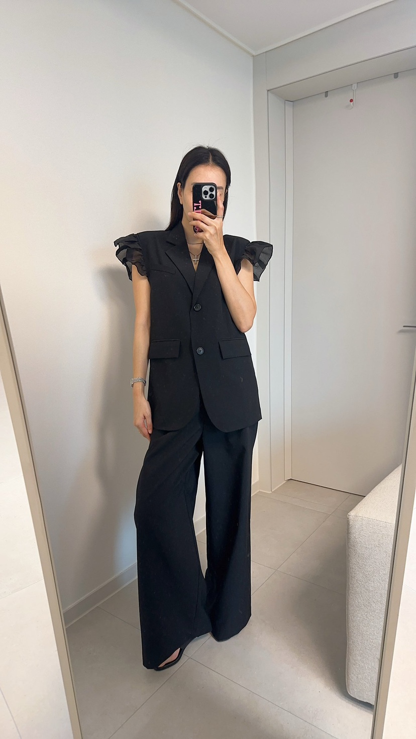 SOUIT韓國代購女裝新品推薦人氣休閑熱賣26春夏馬甲荷葉邊SOUIT by mabel-L馬甲