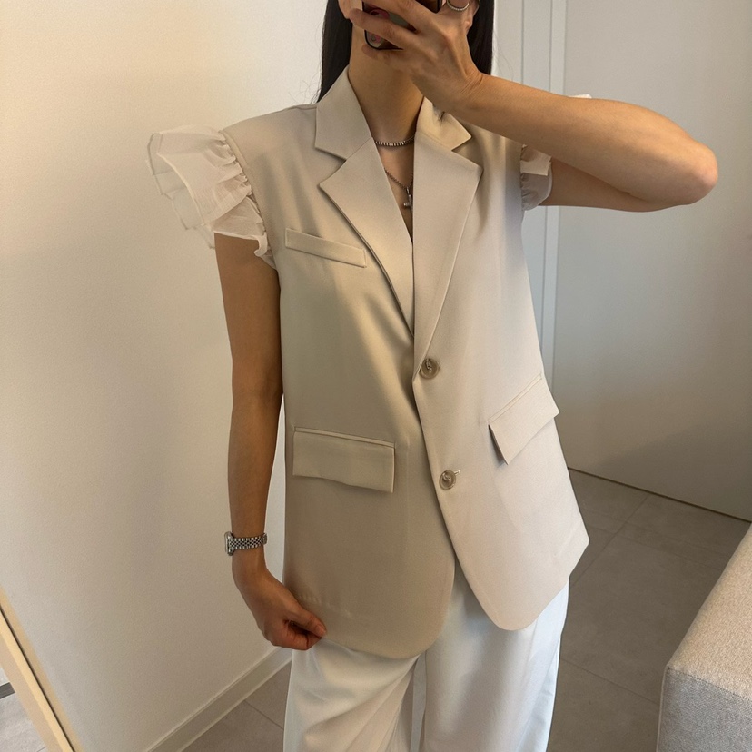 SOUIT韓國代購女裝新品推薦人氣休閑熱賣26春夏馬甲荷葉邊SOUIT by mabel-L馬甲圖色2