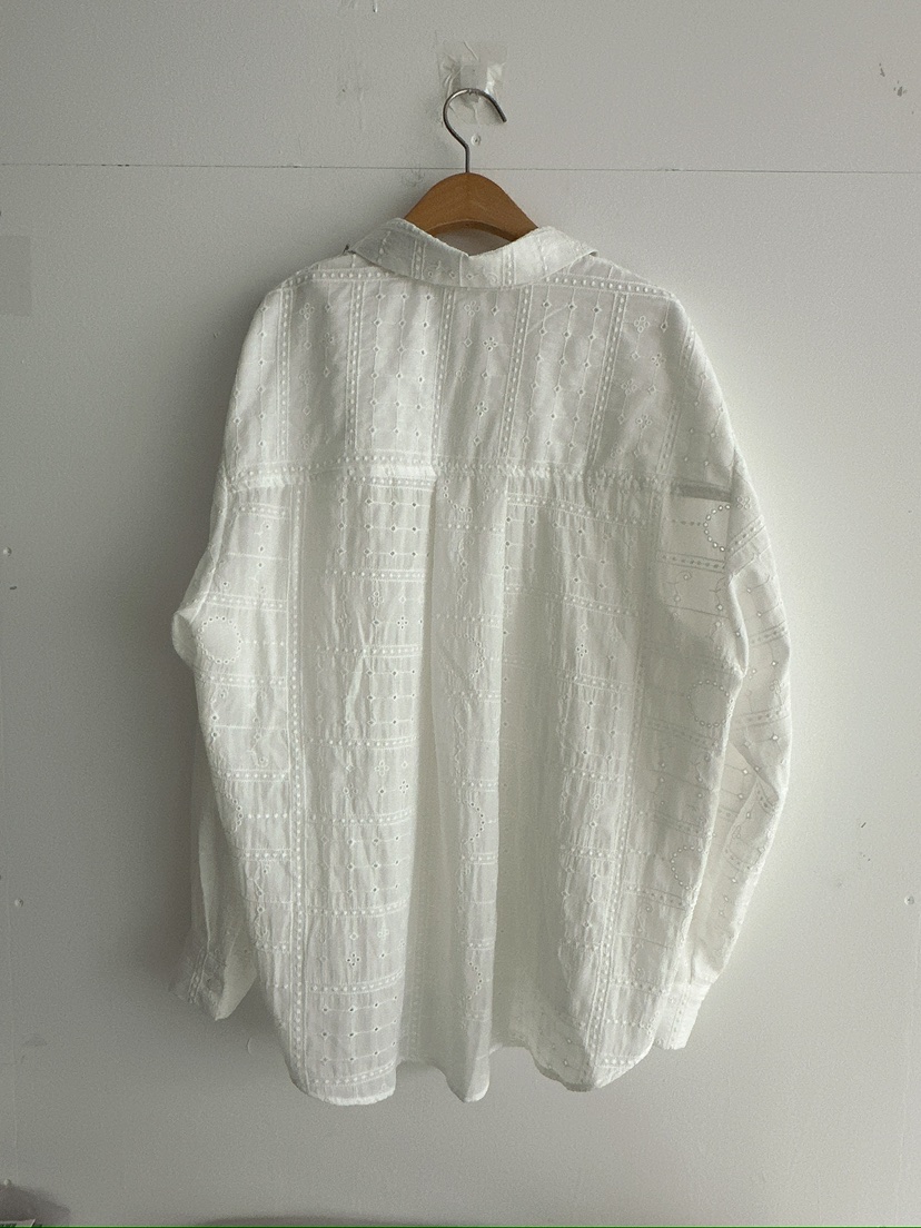 BLEECKER韓國直郵實拍女士新款人氣26春夏襯衫蕾絲衫刺繡BLEECKER襯衫/蕾絲衫