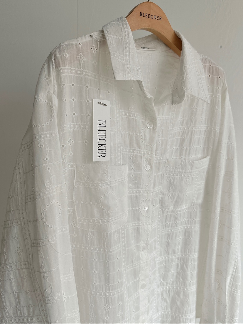 BLEECKER韓國直郵實拍女士新款人氣26春夏襯衫蕾絲衫刺繡BLEECKER襯衫/蕾絲衫