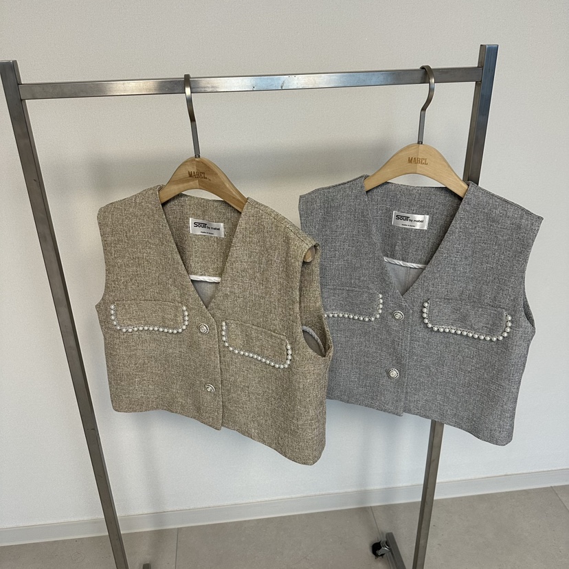 SOUIT韓國直郵女裝新款職業熱賣休閑人氣推薦時尚馬甲粗花呢SOUIT by mabel-L馬甲