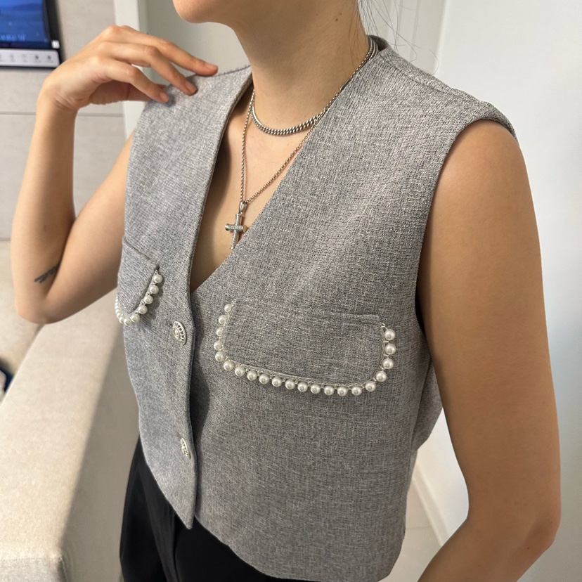 SOUIT韓國直郵女裝新款職業熱賣休閑人氣推薦時尚馬甲粗花呢SOUIT by mabel-L馬甲