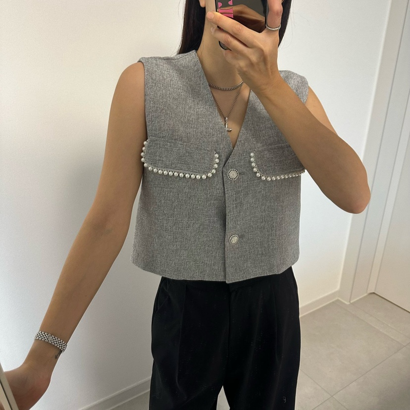 SOUIT韓國直郵女裝新款職業熱賣休閑人氣推薦時尚馬甲粗花呢SOUIT by mabel-L馬甲