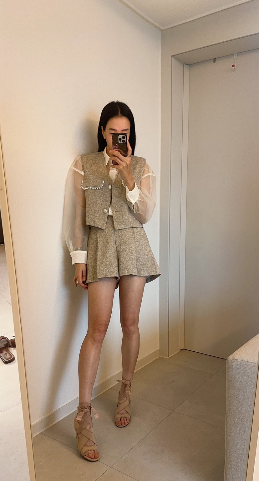 SOUIT韓國直郵女裝新款職業熱賣休閑人氣推薦時尚馬甲粗花呢SOUIT by mabel-L馬甲