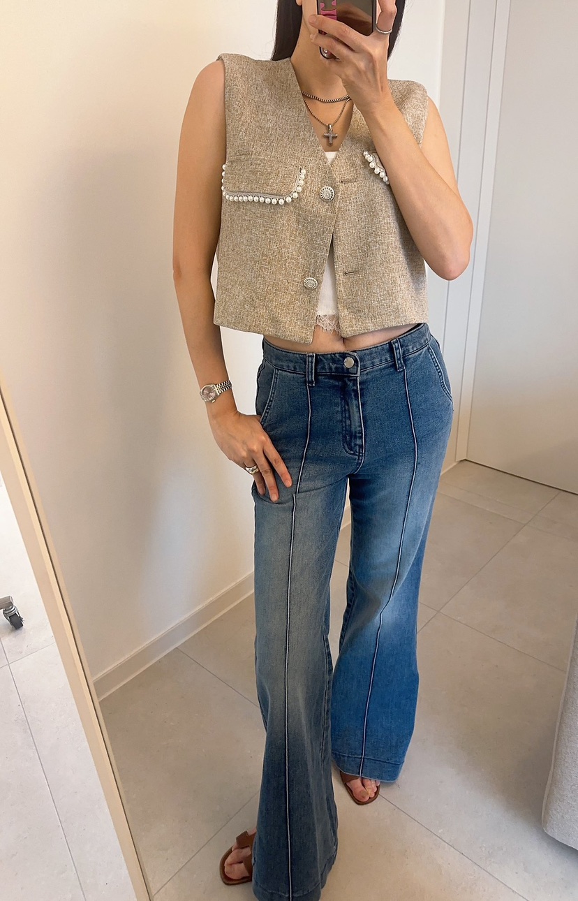 SOUIT韓國直郵女裝新款職業熱賣休閑人氣推薦時尚馬甲粗花呢SOUIT by mabel-L馬甲