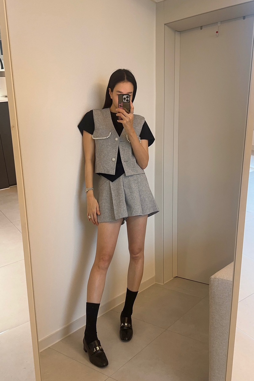 SOUIT韓國直郵女裝新款職業熱賣休閑人氣推薦時尚馬甲粗花呢SOUIT by mabel-L馬甲