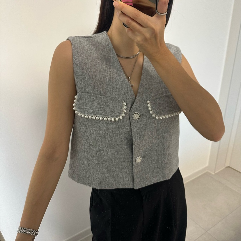 SOUIT韓國直郵女裝新款職業熱賣休閑人氣推薦時尚馬甲粗花呢SOUIT by mabel-L馬甲