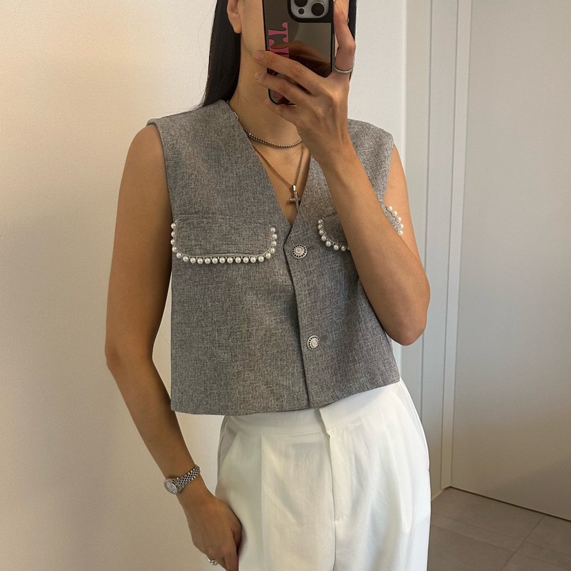 SOUIT韓國直郵女裝新款職業熱賣休閑人氣推薦時尚馬甲粗花呢SOUIT by mabel-L馬甲圖色2