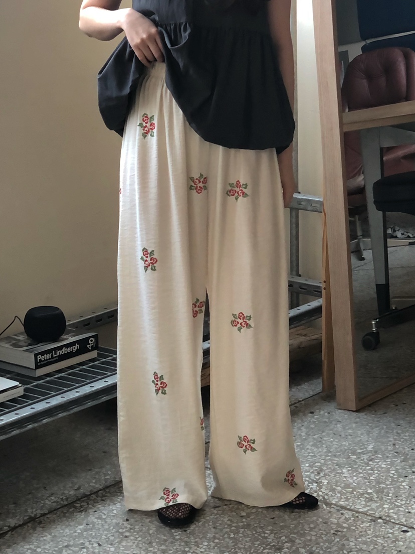 ONDO-P韓國東大門代購女裝新品26春夏人氣推薦休閑褲刺繡ONDO-P休閑褲