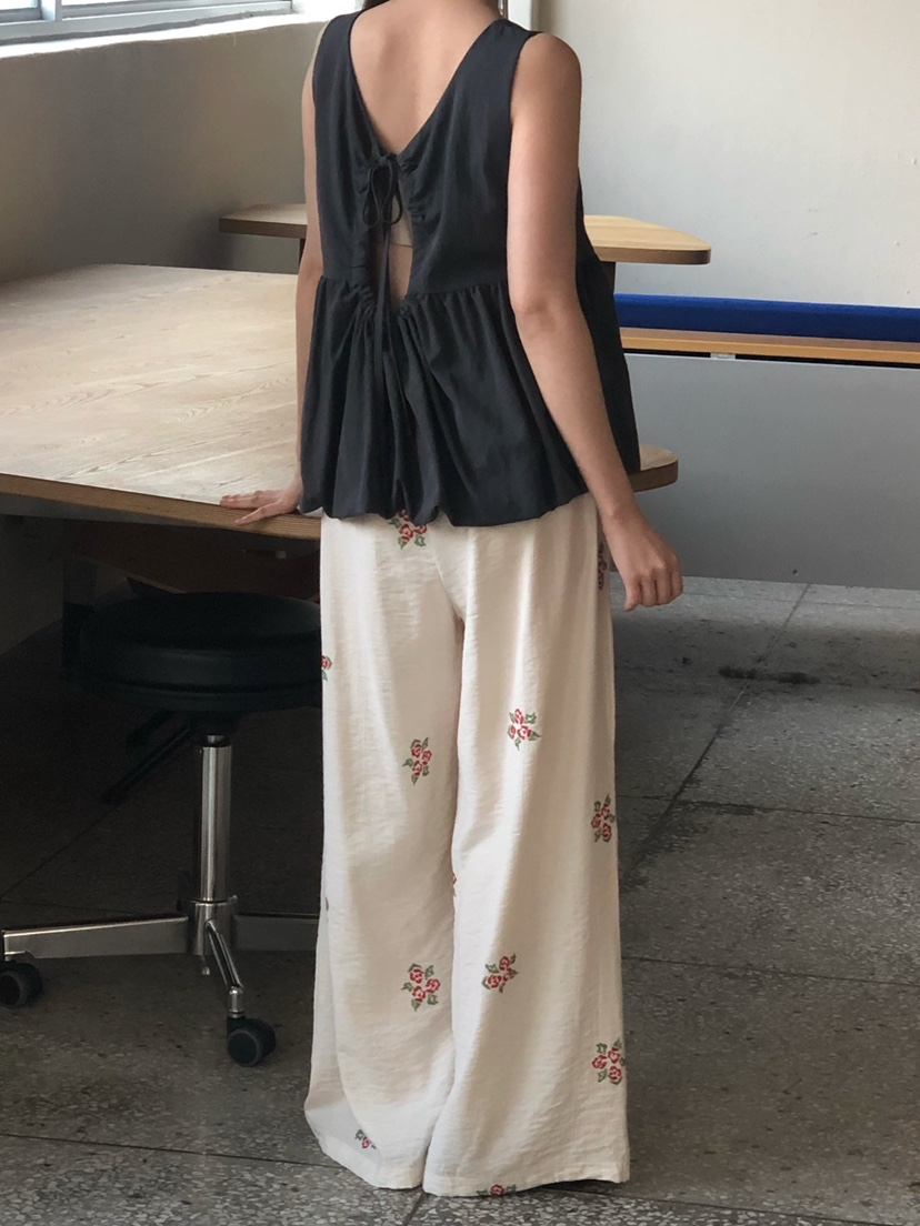 ONDO-P韓國東大門代購女裝新品26春夏人氣推薦休閑褲刺繡ONDO-P休閑褲