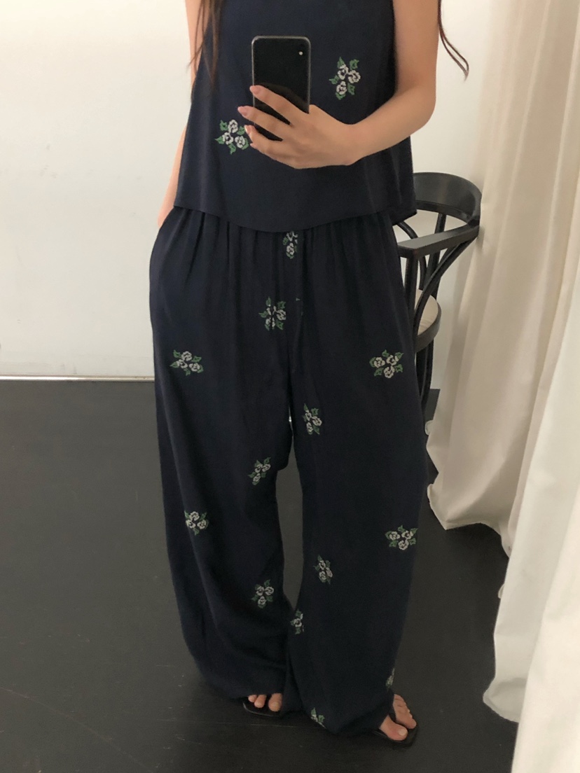 ONDO-P韓國東大門代購女裝新品26春夏人氣推薦休閑褲刺繡ONDO-P休閑褲